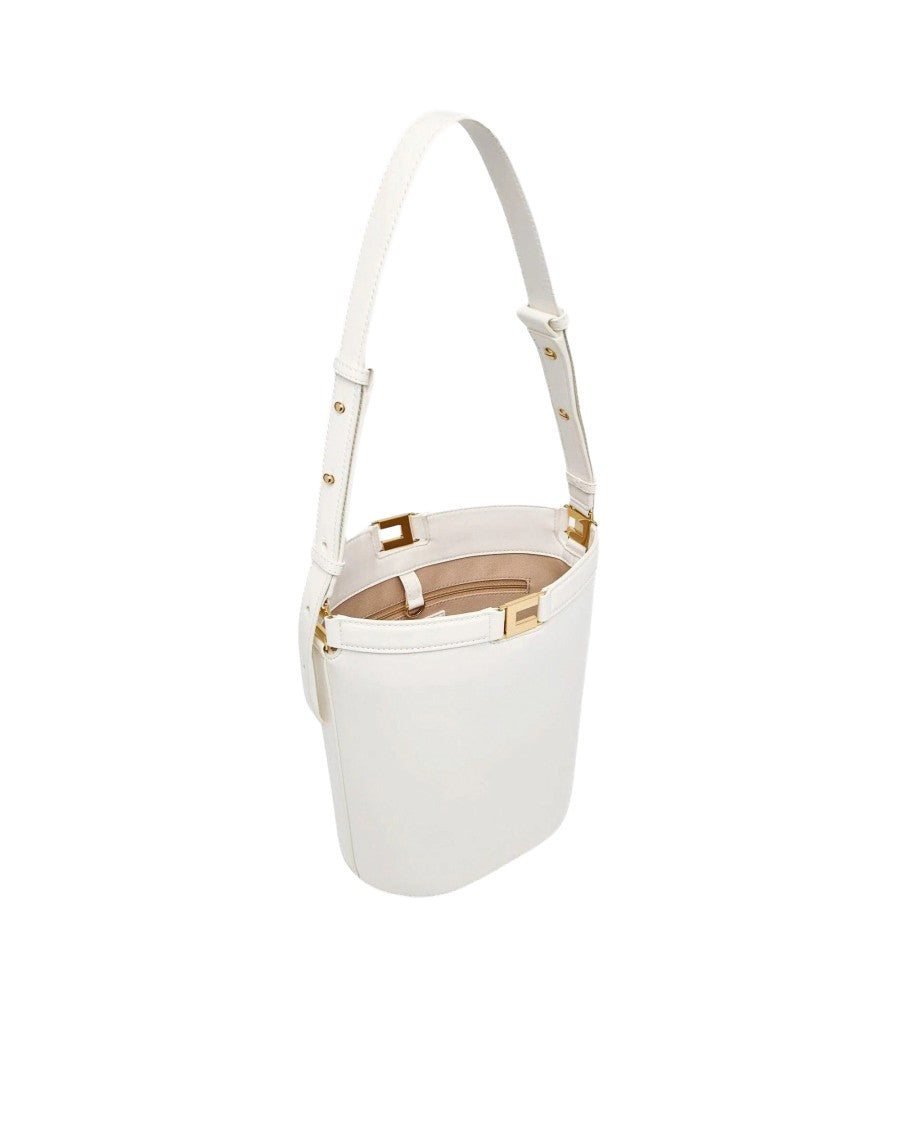 Elisabetta Franchi Structured Bucket Bag With Naplak Texture And Logo Detail