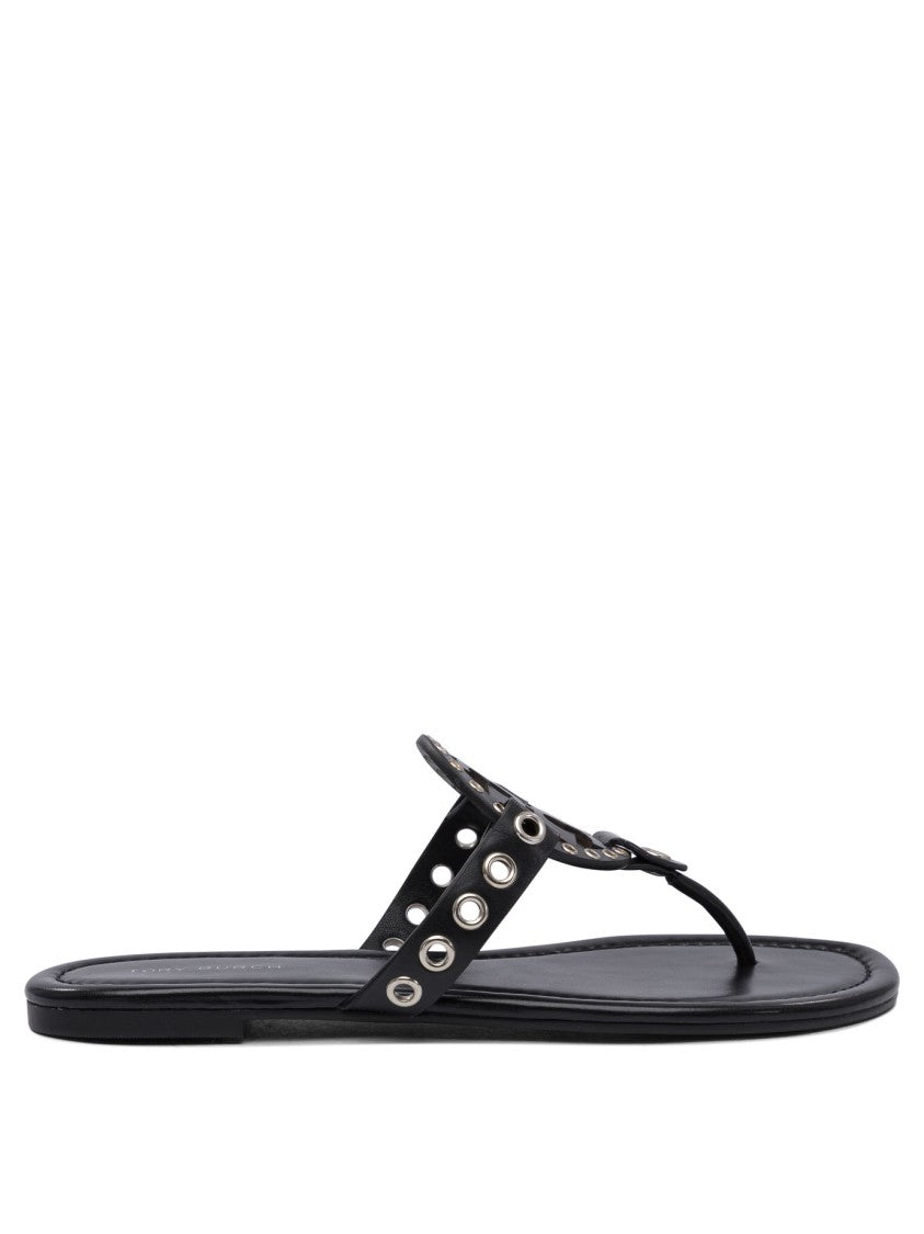 Tory Burch Bovine Leather Sandals With Decorative Cutouts