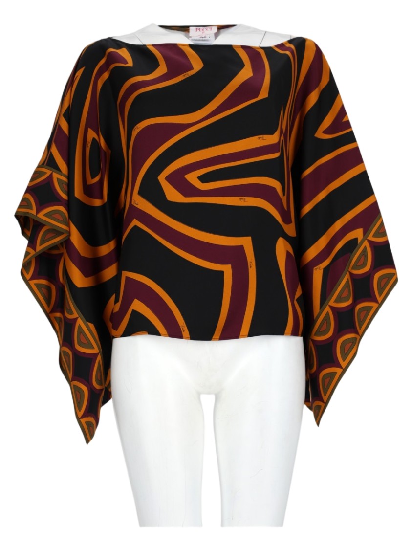 Pucci Bordeaux Abstract Silk Blouse