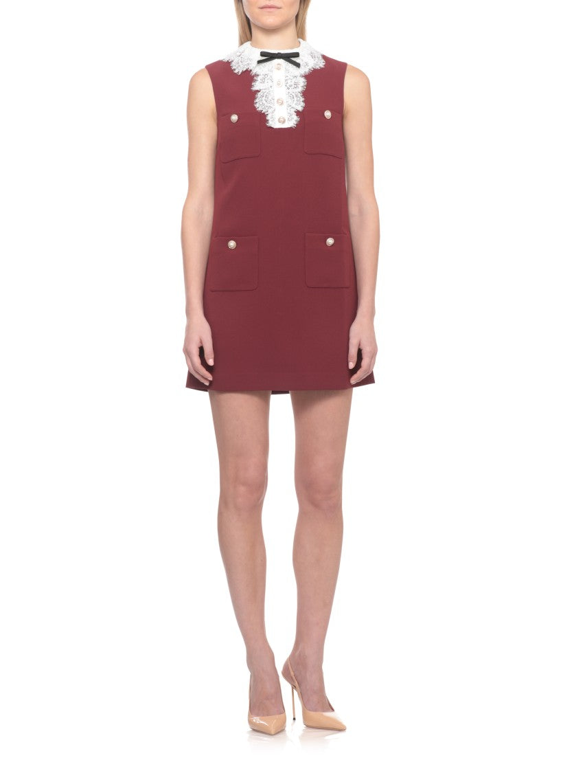 Self-Portrait Sleeveless Mini Dress With Lace Collar And Jewel Accents