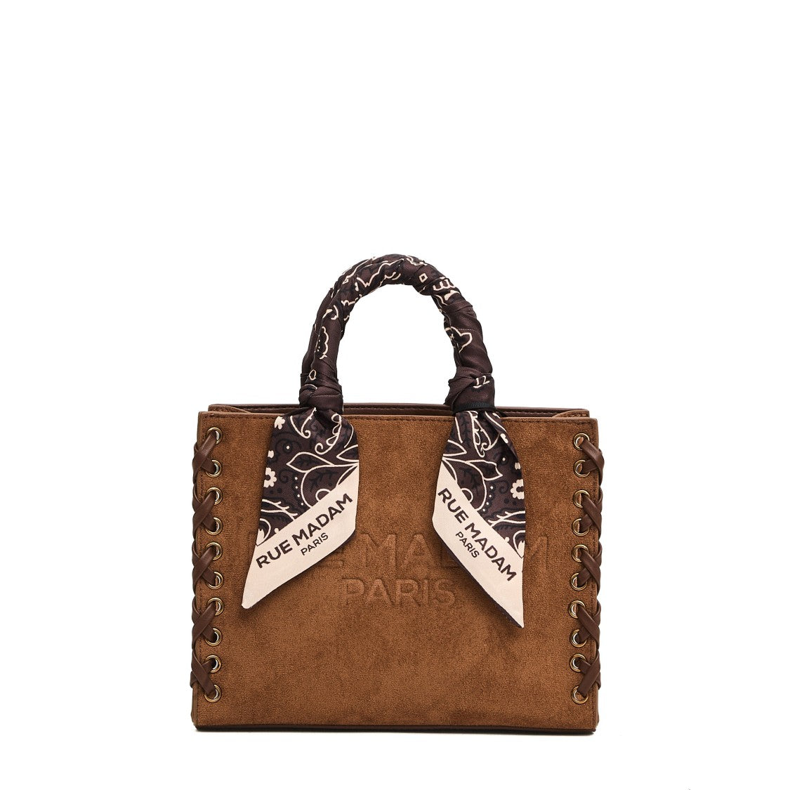 Rue Madame Mini Tote Suede Cognac Con Bandana
