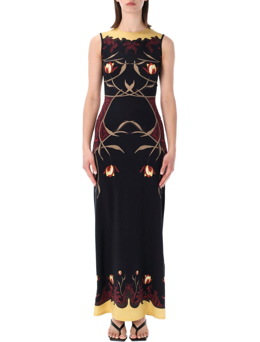 Marine Serre Floral Print Jersey Maxi Dress