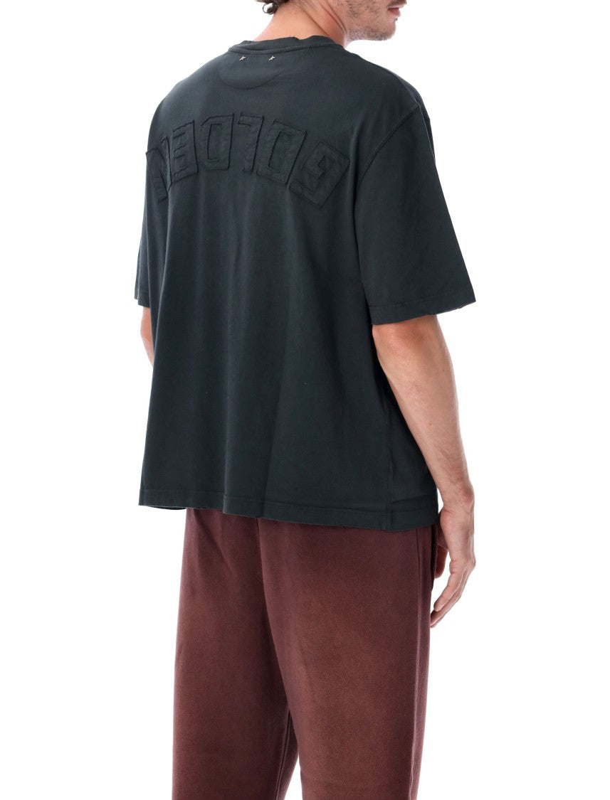 Golden Goose Cotton Jersey Relaxed Fit T-Shirt With Tonal Logo Embroidery