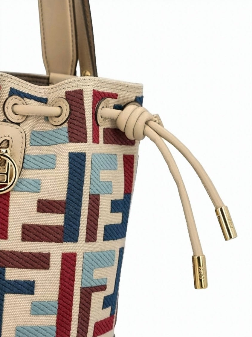 Fendi Mini Bucket Bag With Multicolor Geometric Pattern