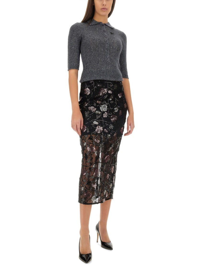 Rotate Slim-Fit Grey Mohair Sweater