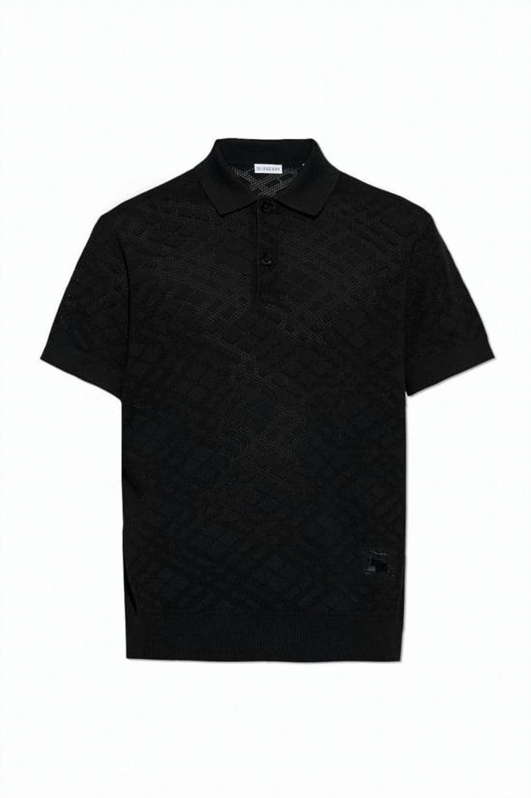 Burberry Textured Black Polo Shirt With Classic Collar
