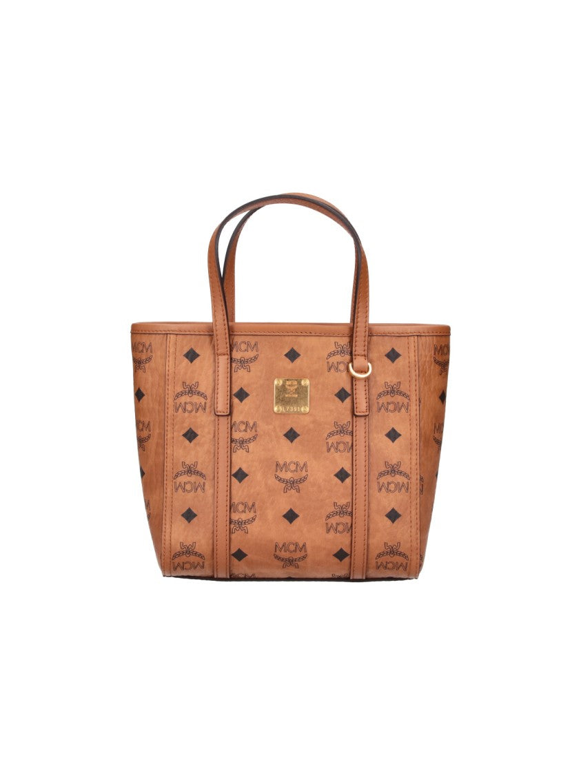 Mcm Brown Toni Mini Visetos Fabric Tote Bag