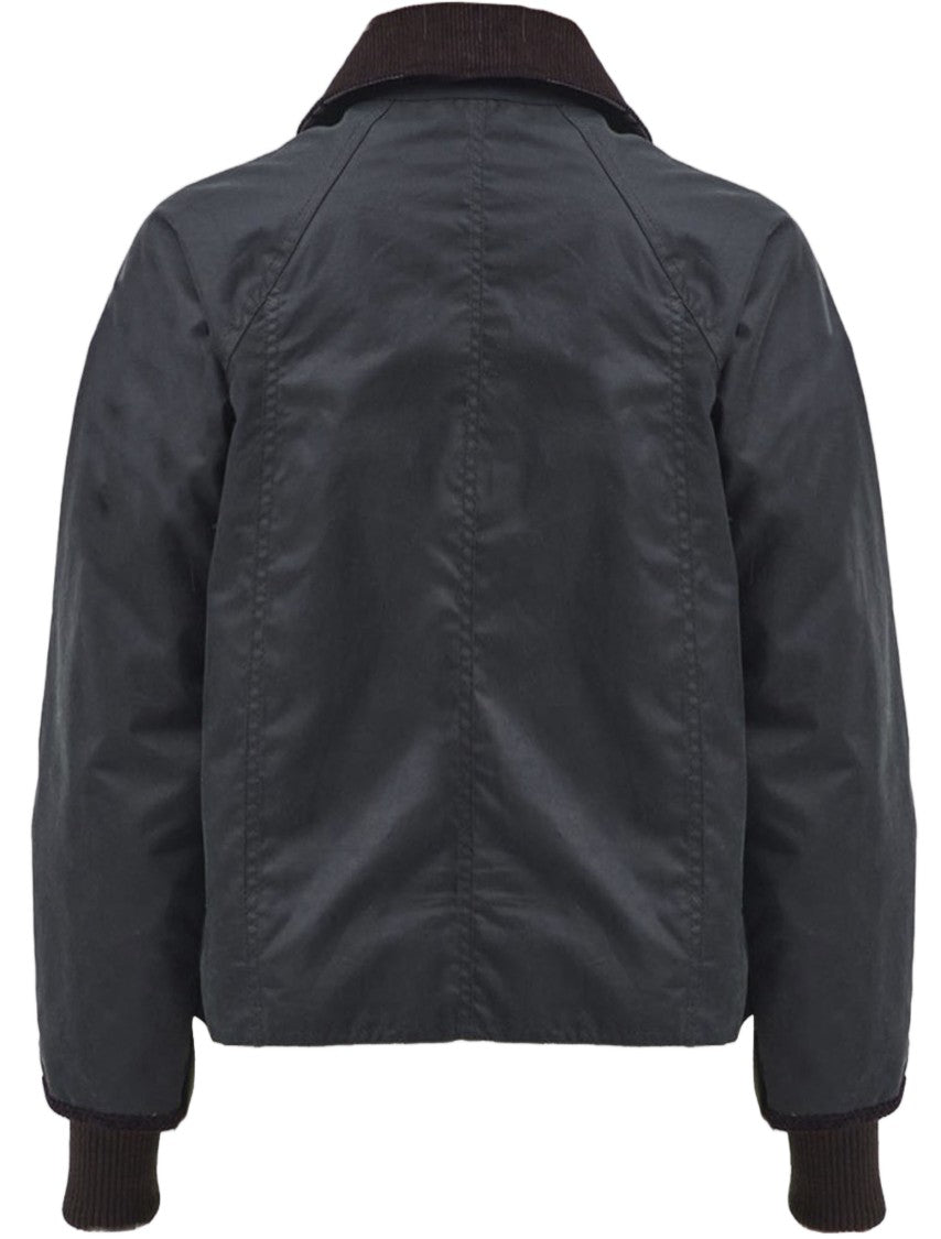 Barbour Army Green Waxed Cotton Corduroy Collar Jacket