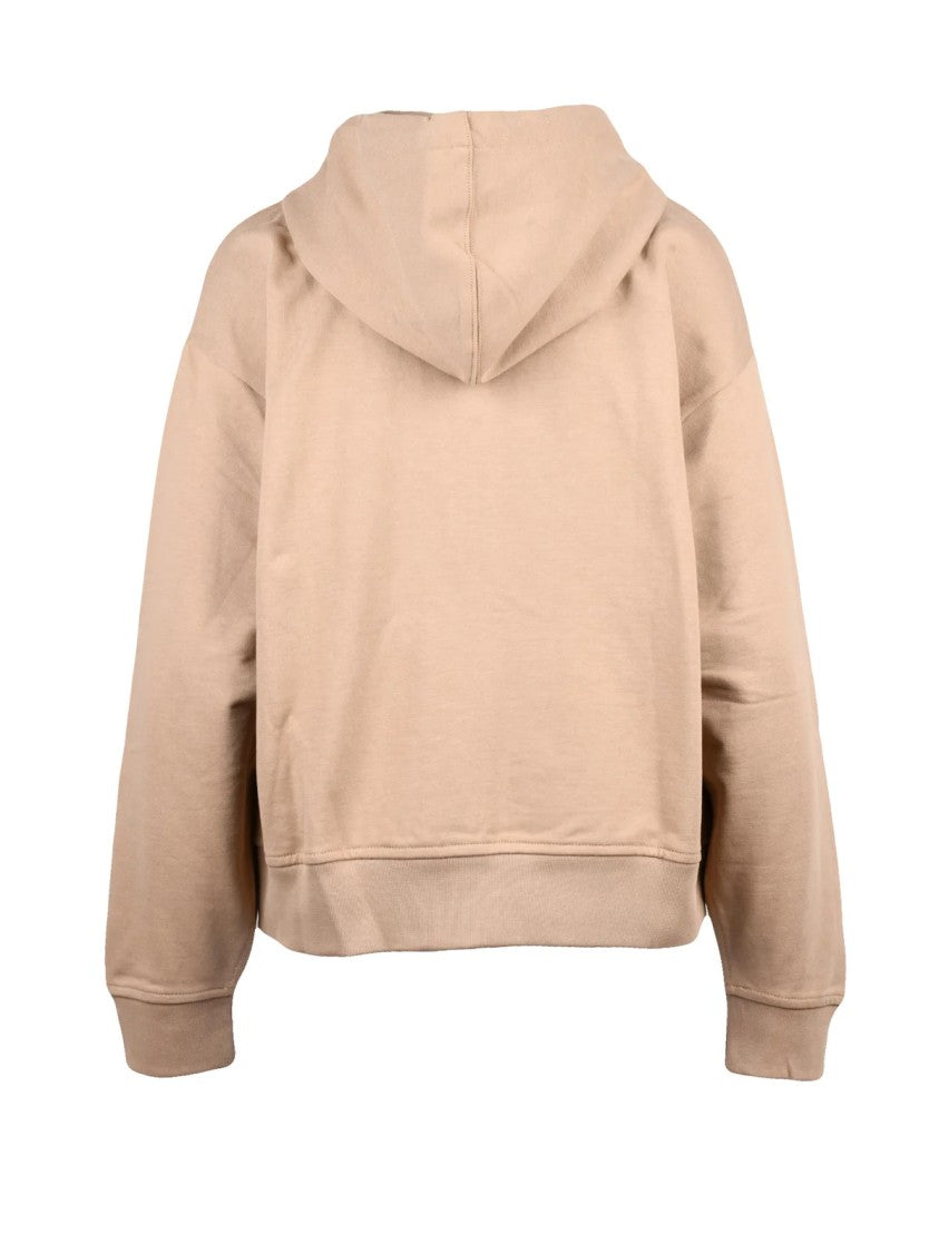 Calvin Klein Jeans Beige Hooded Front Pocket Cotton-Blend Zip Sweatshirt