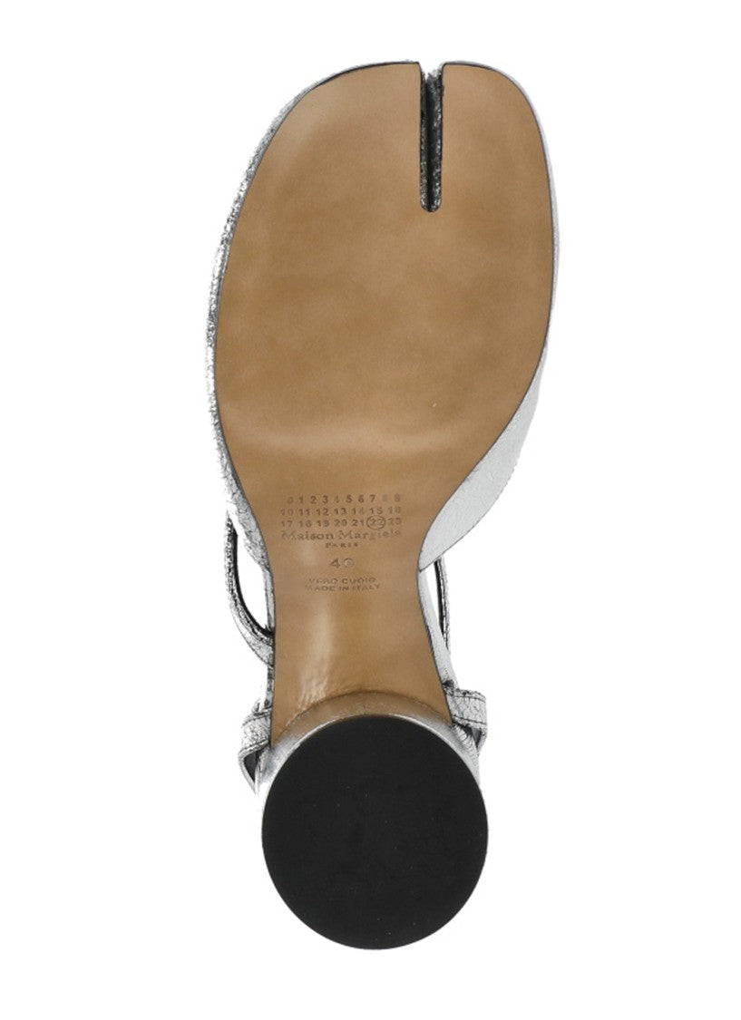 Maison Margiela Silver Tabi Ankle Strap Pumps