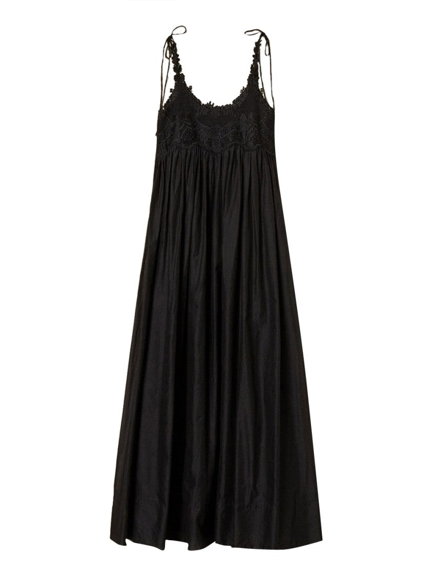 Twin-Set Maxi Dress With Lace Bodice And Adjustable Straps