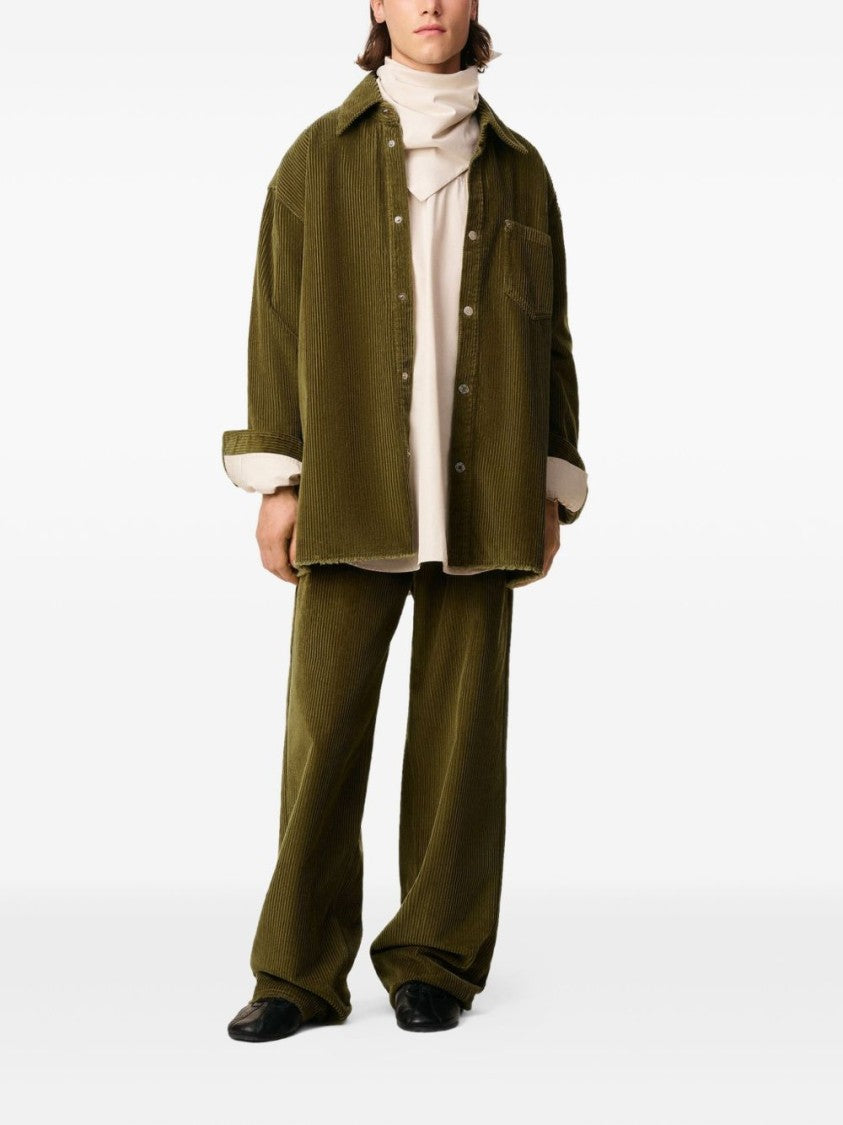 Ami Paris Olive Green Corduroy Shirt