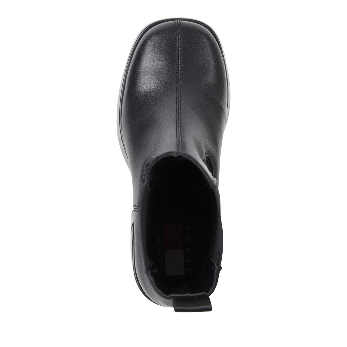 Tommy Jeans Black Sleek Chunky Block Heel Leather Chelsea Boots