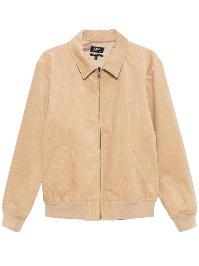 A.P.C. Classic Beige Corduroy Bomber Coat