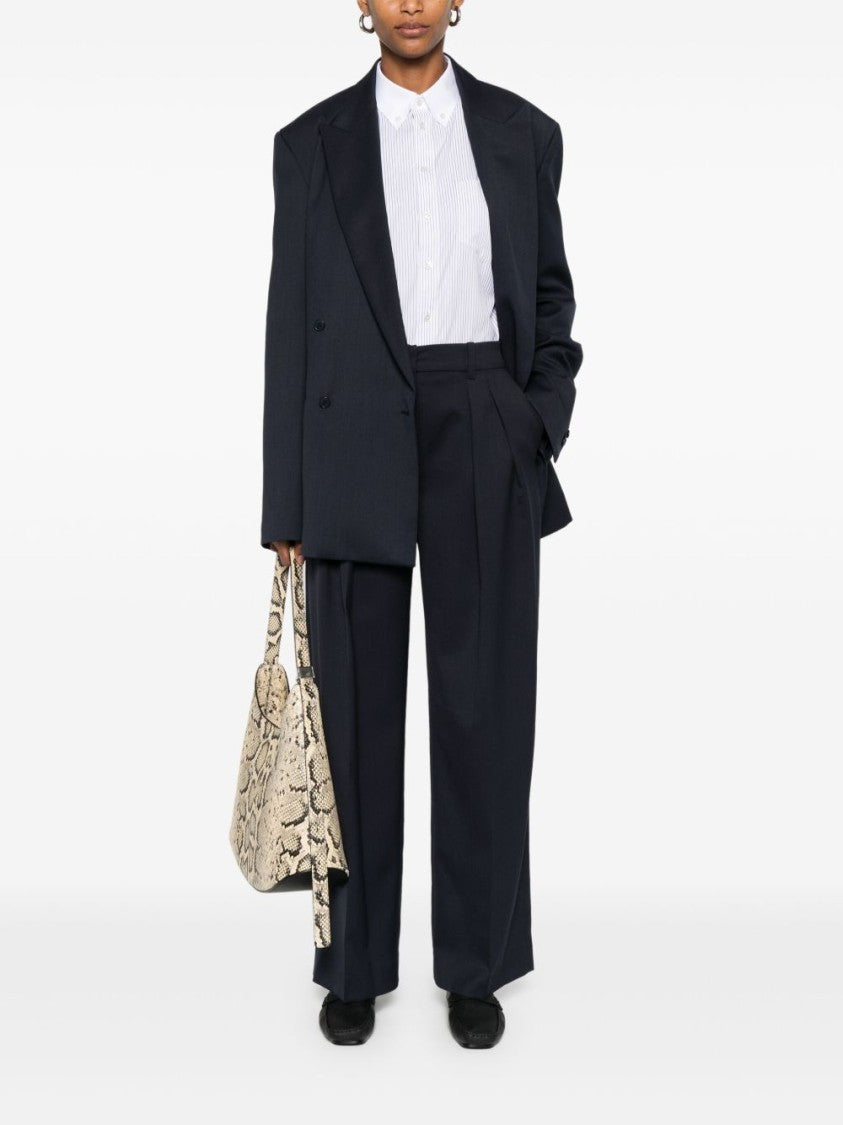 The Frankie Shop Daytona Pants In Navy Virgin Wool Blend