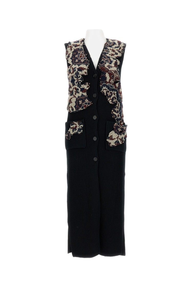 Durazzi Milano Sleeveless Button-Front Knit Vest With Appliqué Details