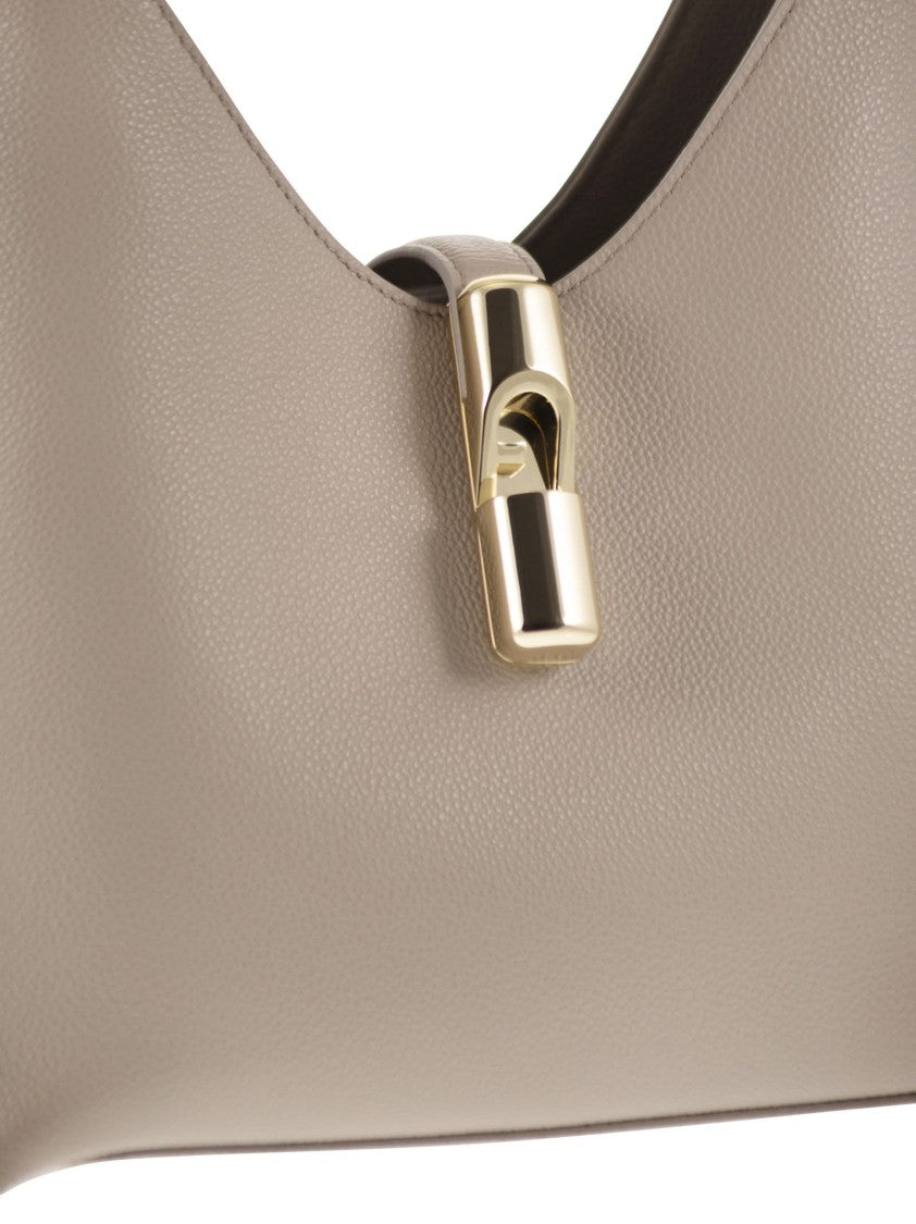 Furla Soft Leather Hobo Bag With Embossed Calfskin