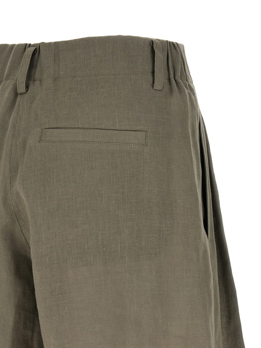 Brunello Cucinelli Wide-Leg Linen Shorts With Double Pleats