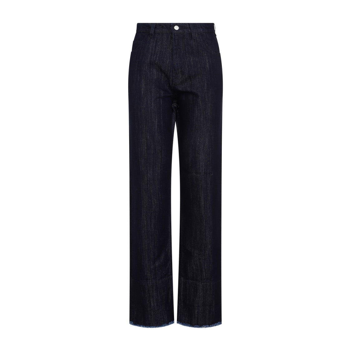 Victoria Beckham Blue Indigo Cotton Cropped High Waist Tapered Jeans