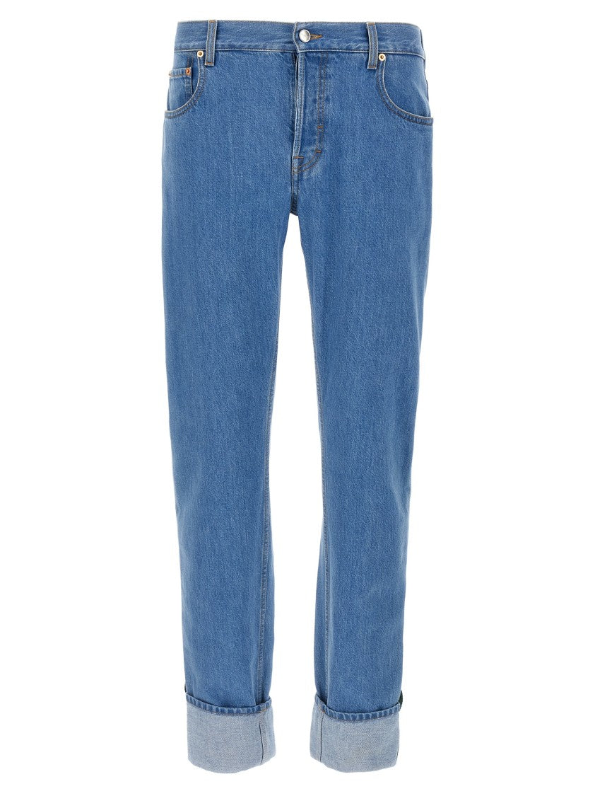 Gucci Straight-Leg Denim Jeans With Maxi Turn-Up