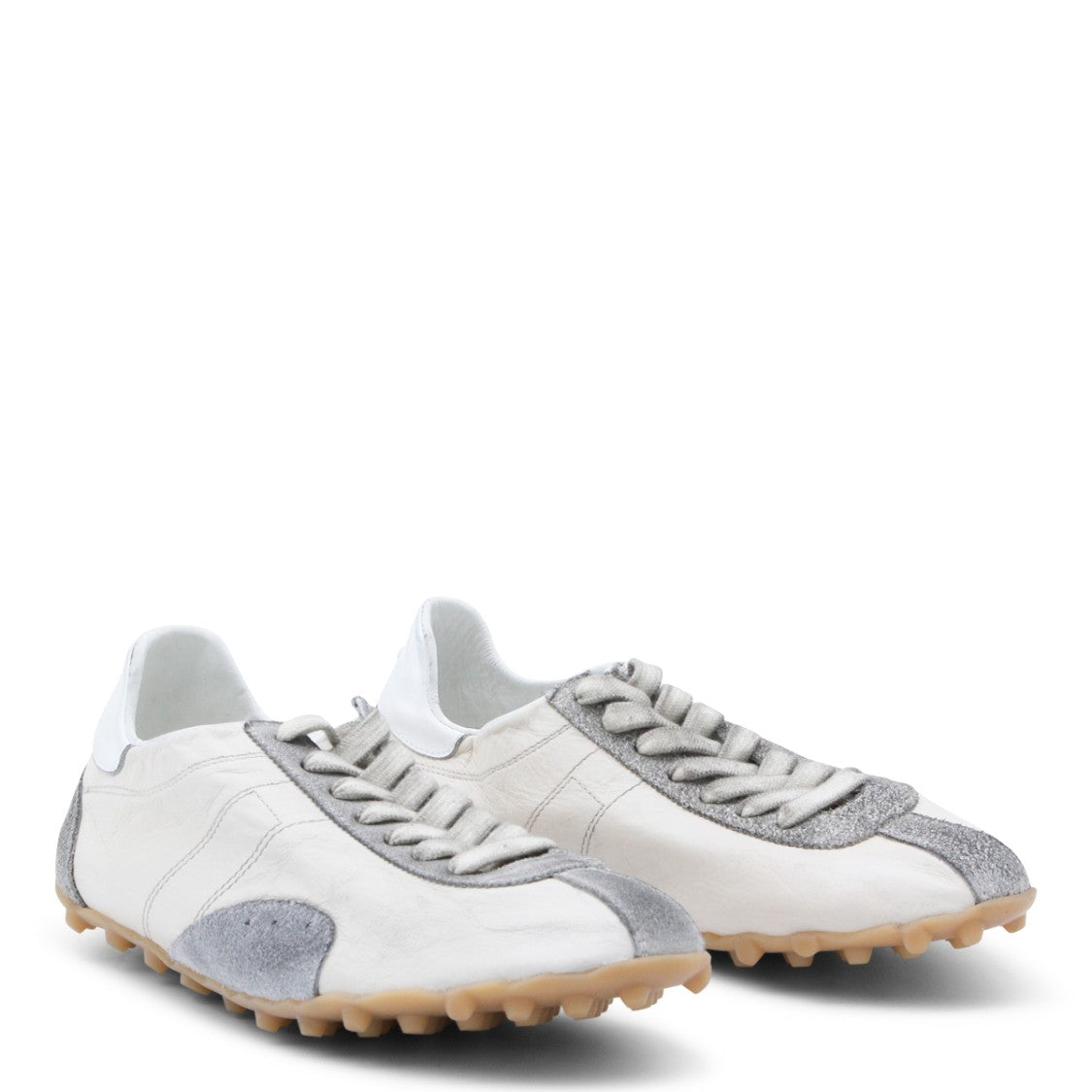 Maison Margiela Low-Top White Leather Sneakers With Central Stripe Detail