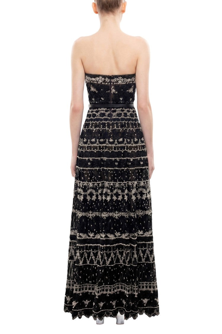 Saiid Kobeisy Strapless Beaded Tulle Dress