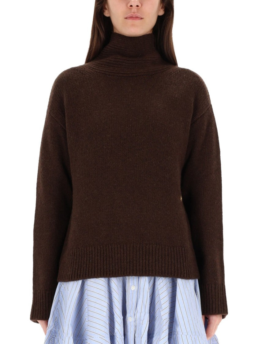 Ganni Open Back Wool And Yak Blend Sweater