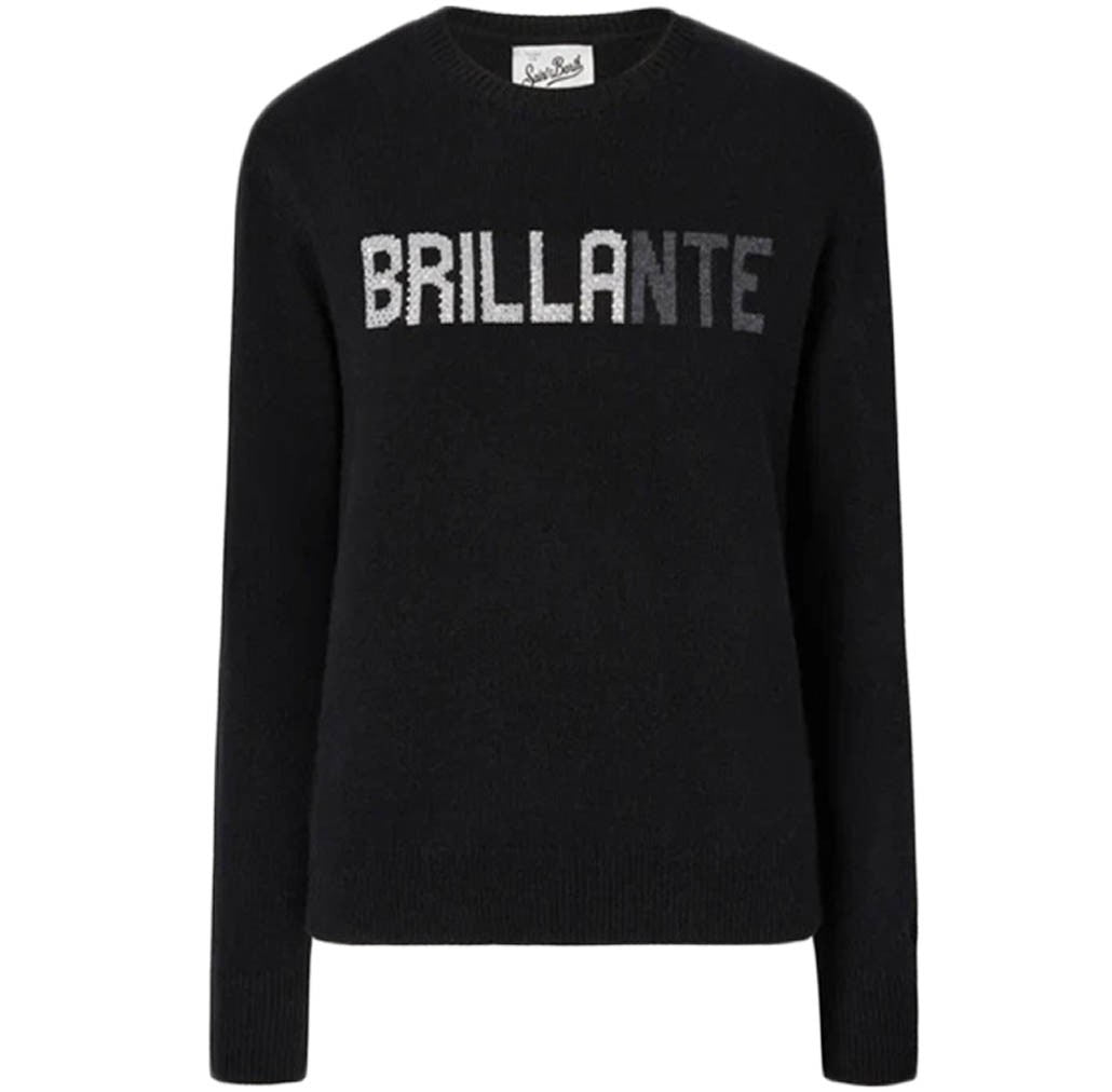 Mc2 Saint Barth Black Long-Sleeved Sweatshirt With Rhinestone Detail