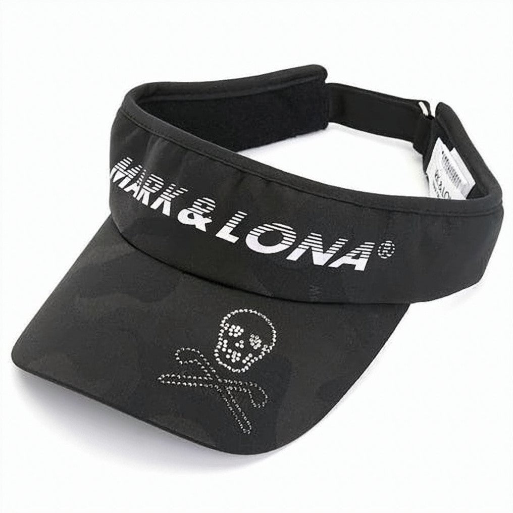 Mark&Lona Subtle Camouflage Black Visor Cap With Rhinestone Skull