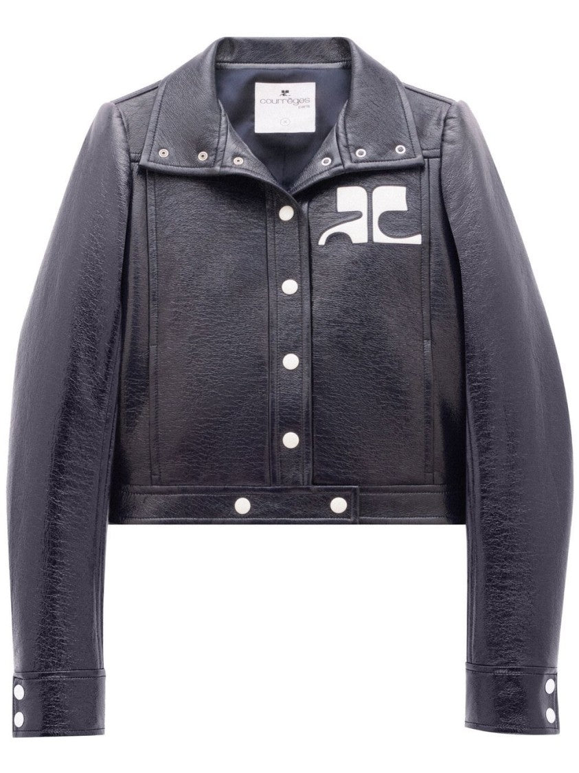 Courrèges Glossy Silk-Blend Structured Cropped Jacket