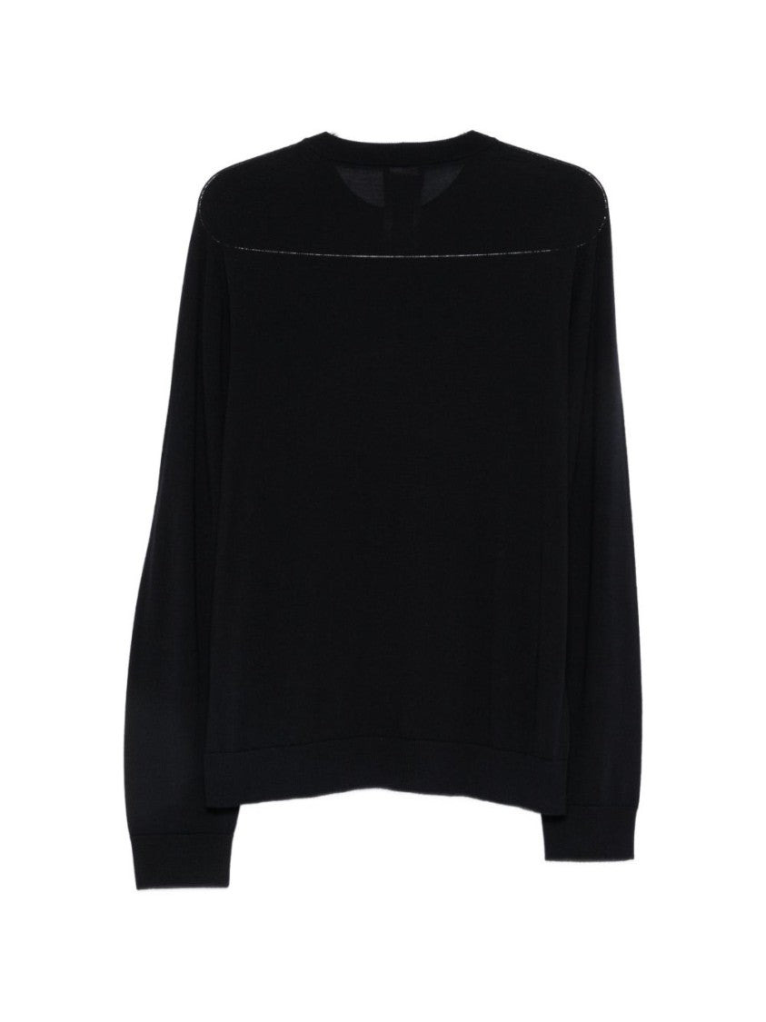 Giorgio Armani Black Crew Neck Virgin Wool Sweater