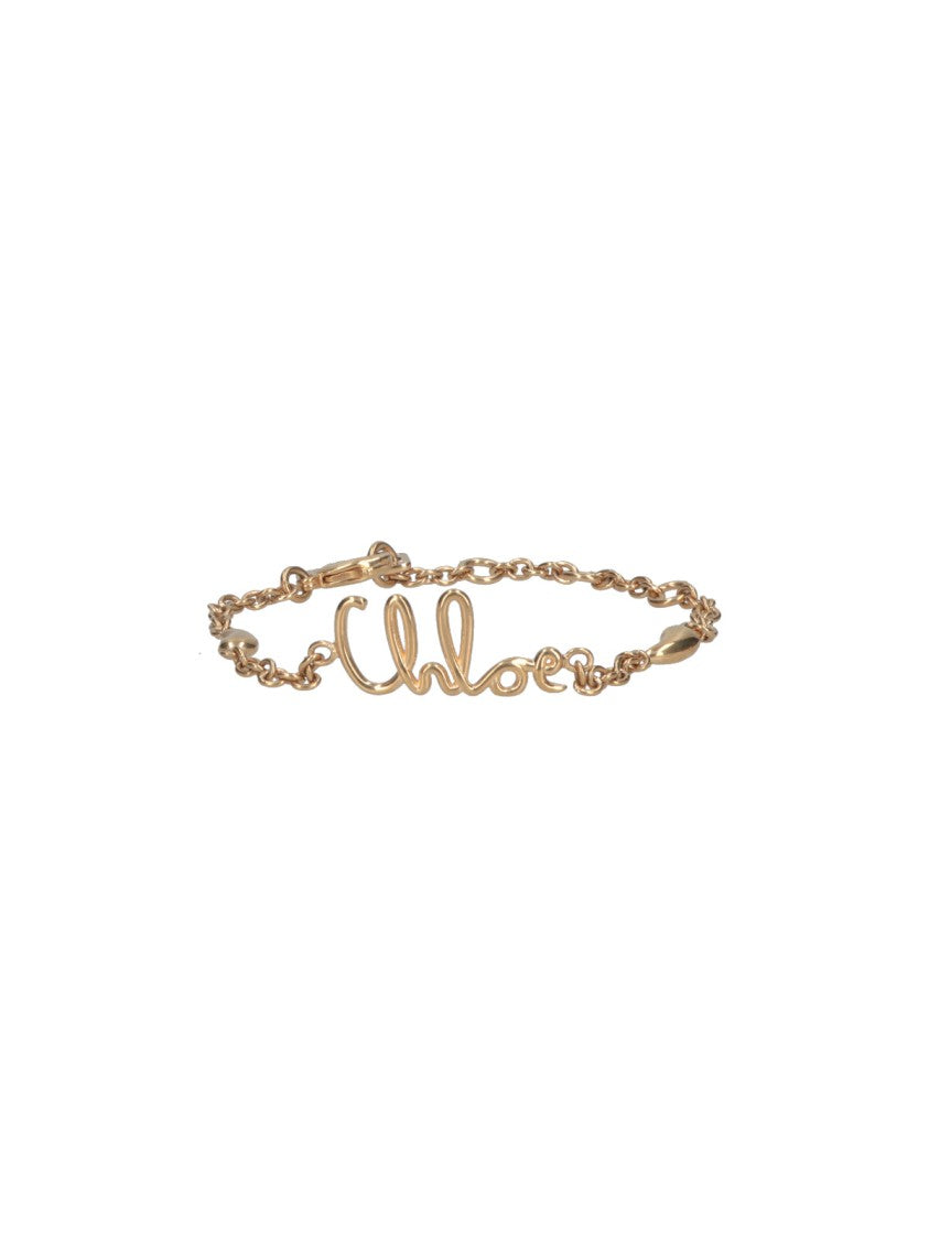 Chloé Golden Iconic Brass Heart Bracelet