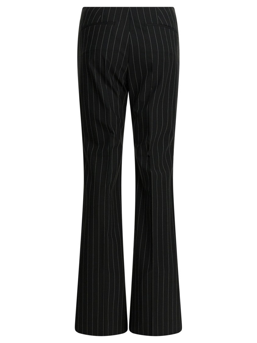 Max Mara Pinstripe Wide Trousers With Tailored Fit And Flared Hem