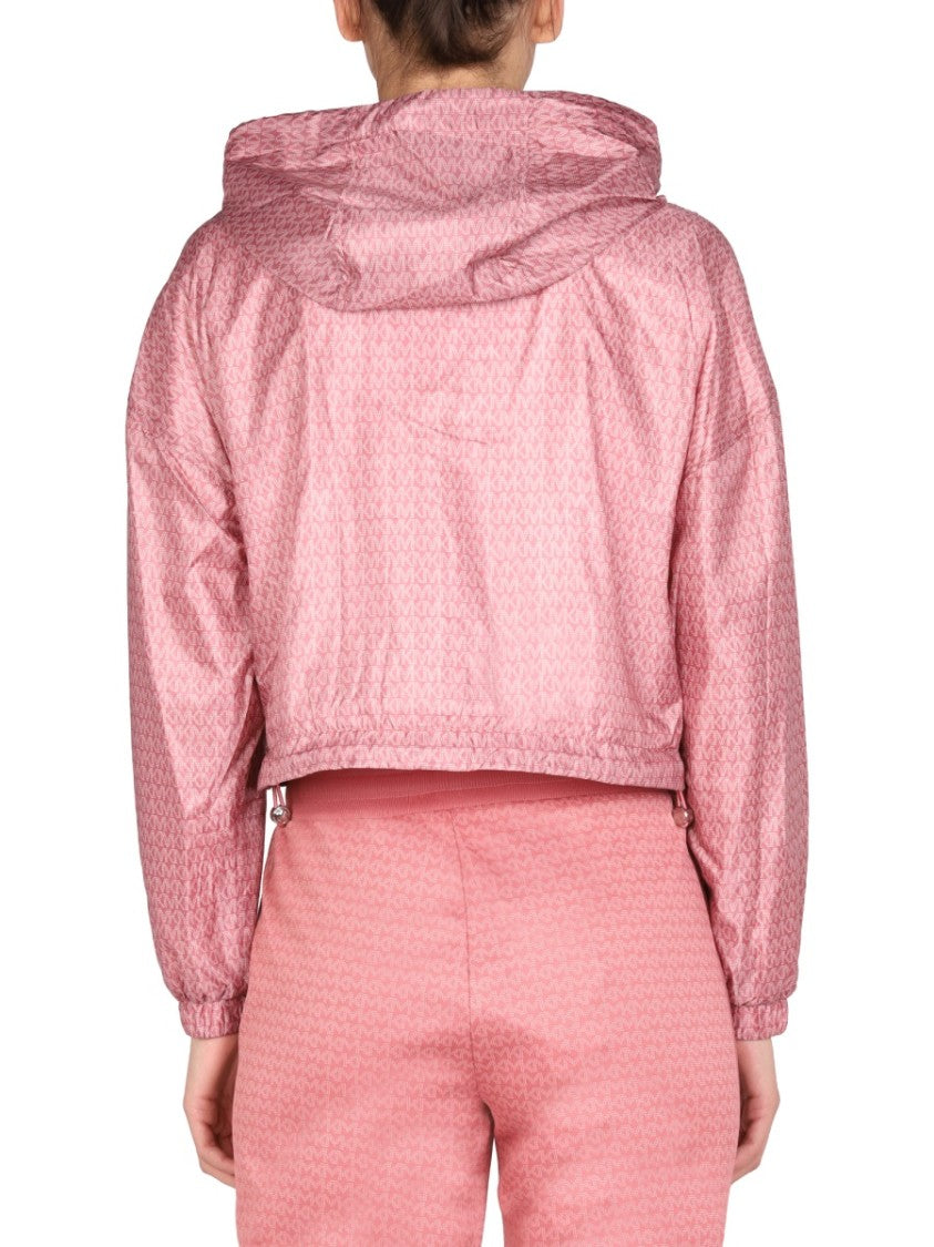 Michael Michael Kors Cropped Pink Hooded Jacket