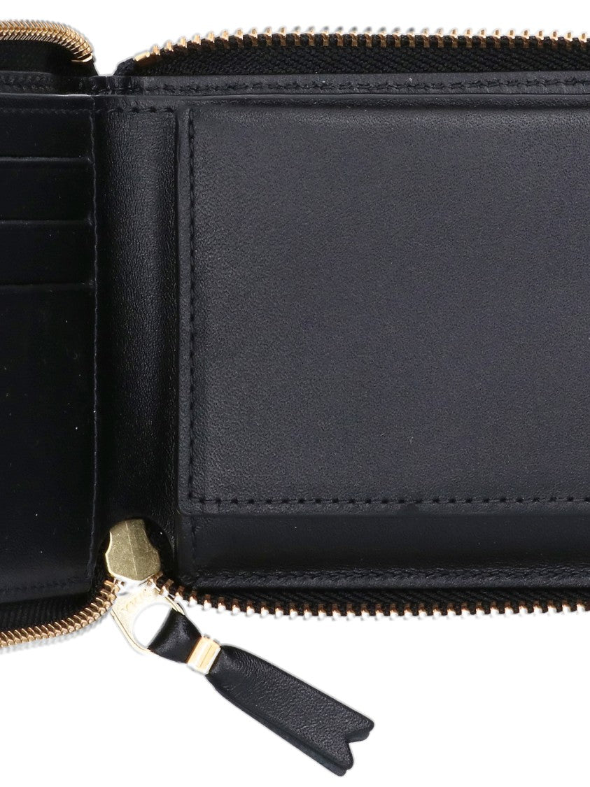 Comme Des Garçons Rectangular Black Wallet With Gold-Tone Zipper