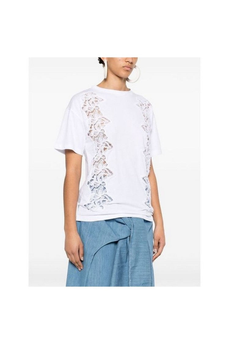 Ermanno Scervino White Cotton Lace Detailing T-Shirt