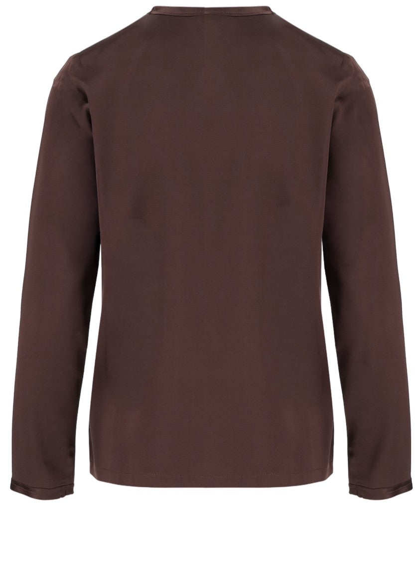 F.It Stretch Silk Sweater With Crew Neck And Long Sleeves