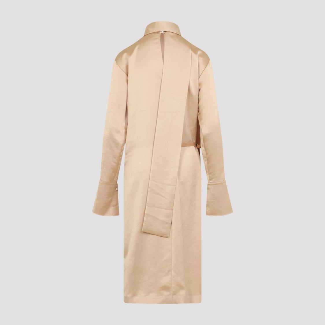 Carven Rose Textured Midi Dress With Stand-Up Scarf Collar