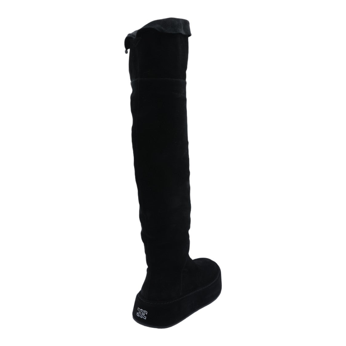 Casadei Tall Black Suede Sneakers With Platform Sole And Folded Cuff Detail