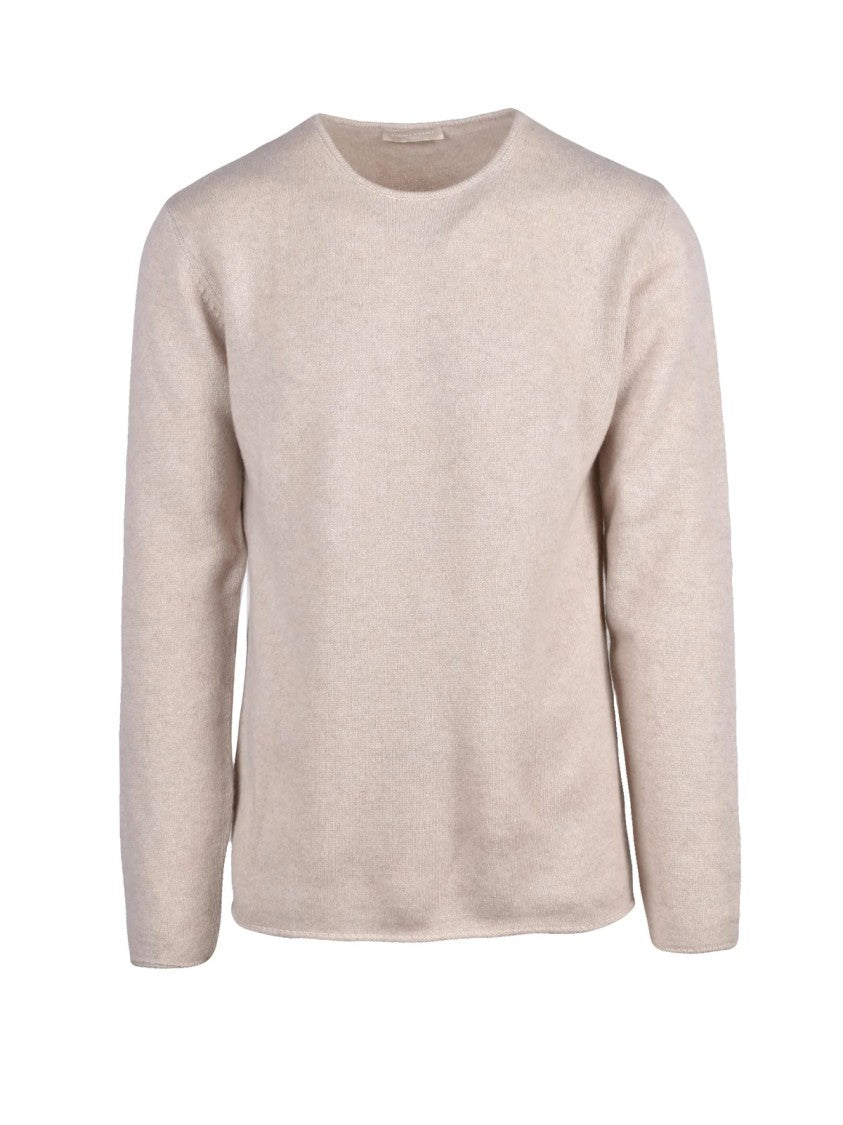 Daniele Fiesoli Beige Cashmere Crewneck Pullover With Refined Knit Texture