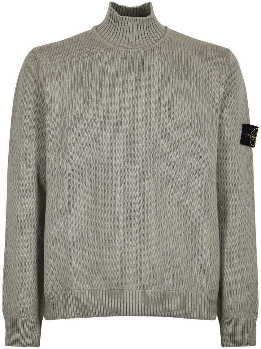 Stone Island Ribbed High Neck Grey Sweater