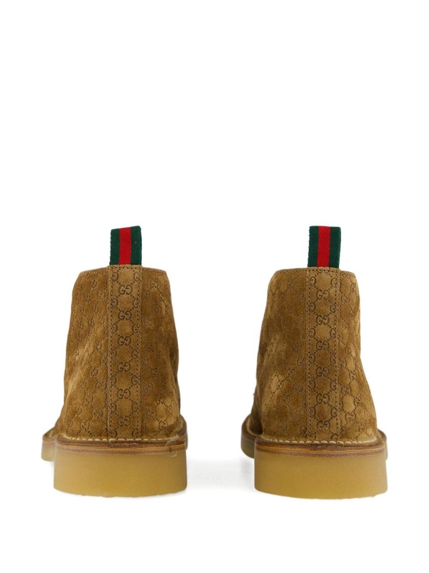 Gucci Camel Suede Ankle Boots