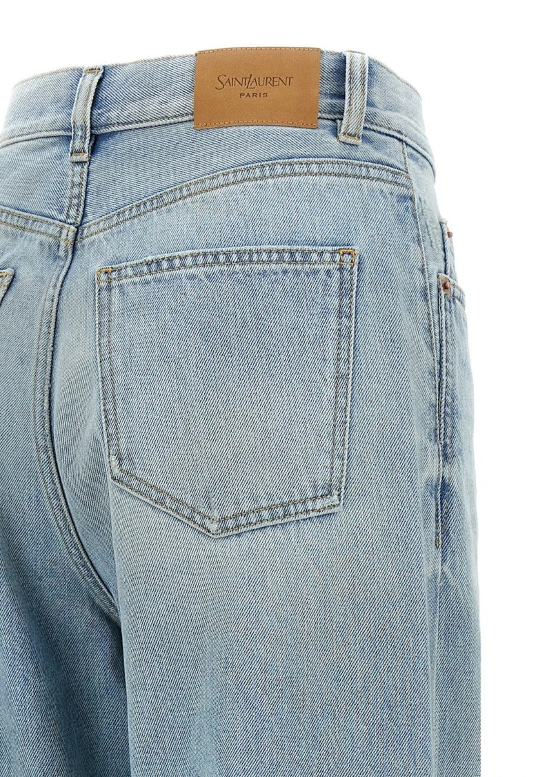 Saint Laurent Light-Wash Denim Pants With Straight-Leg Cut