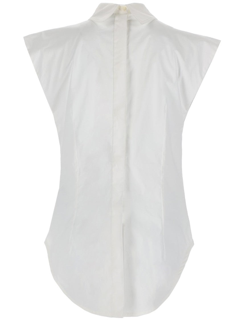 Jean Paul Gaultier Neutrals Fitted Inverted Shoulder Cotton-Blend Shirt