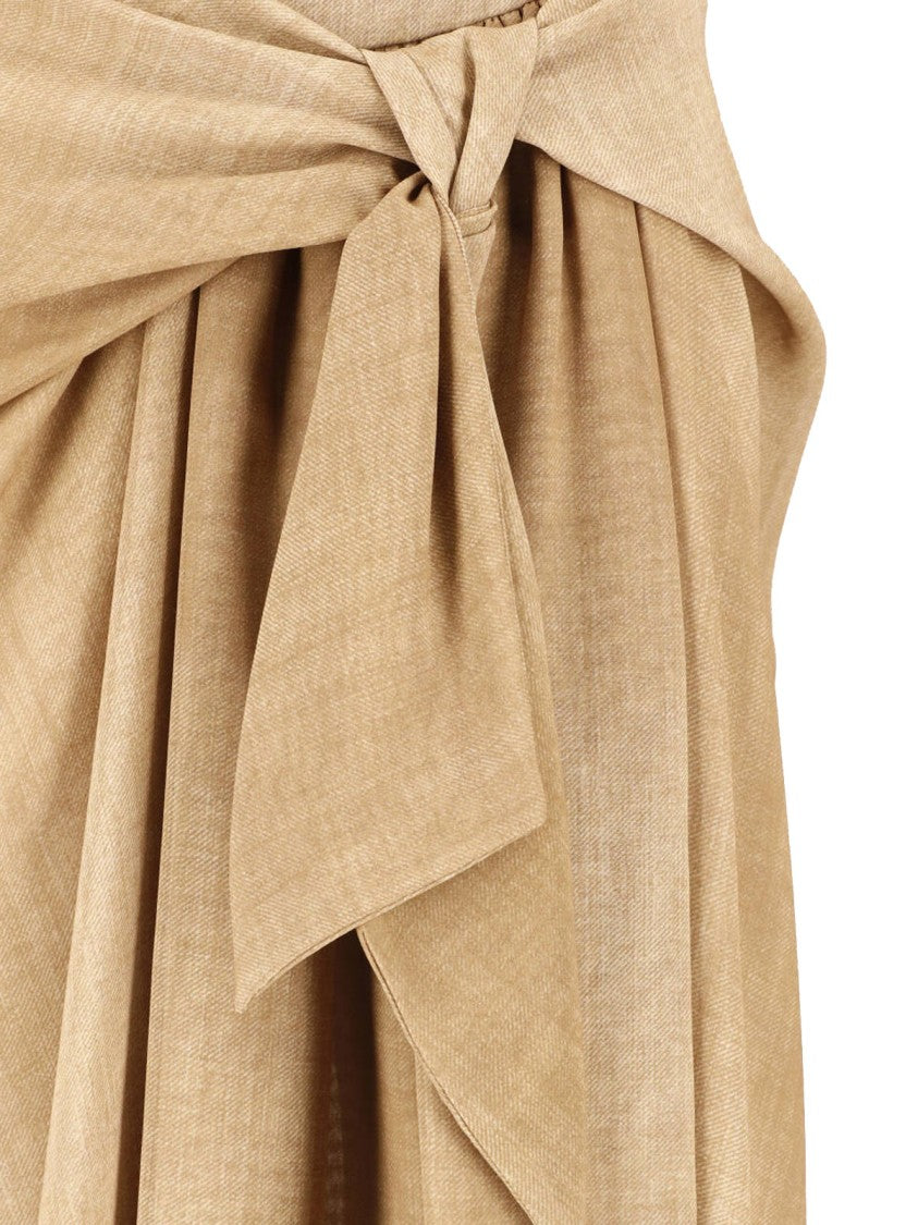Ermanno Scervino Draped Front Knot Midi Skirt