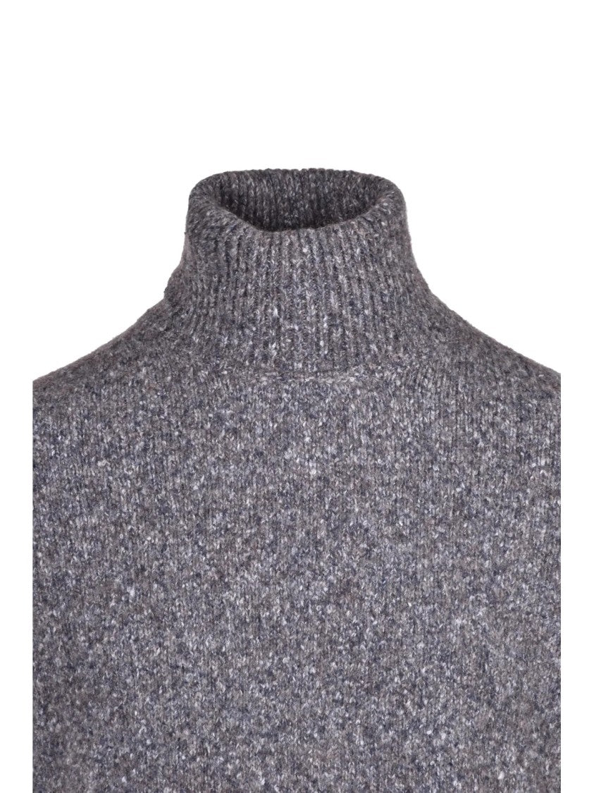 Roberto Collina Grey Cotton-Blend High-Neck Sweater
