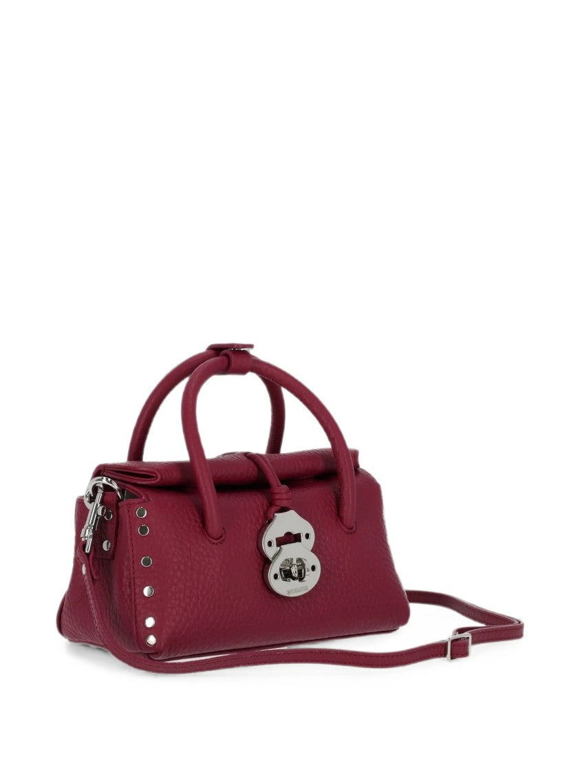 Zanellato Structured Burgundy Leather Handbag With Silver Turn-Lock Closure