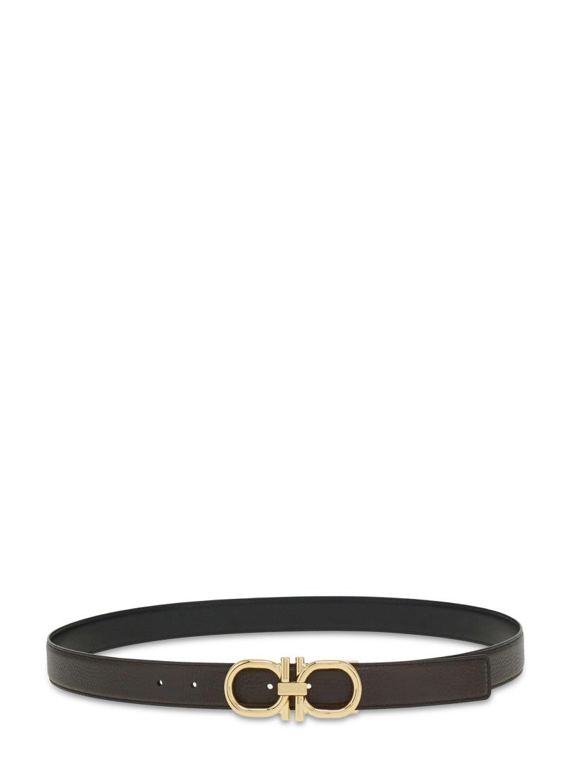 Ferragamo Black Belt With Polished Buckle Finish