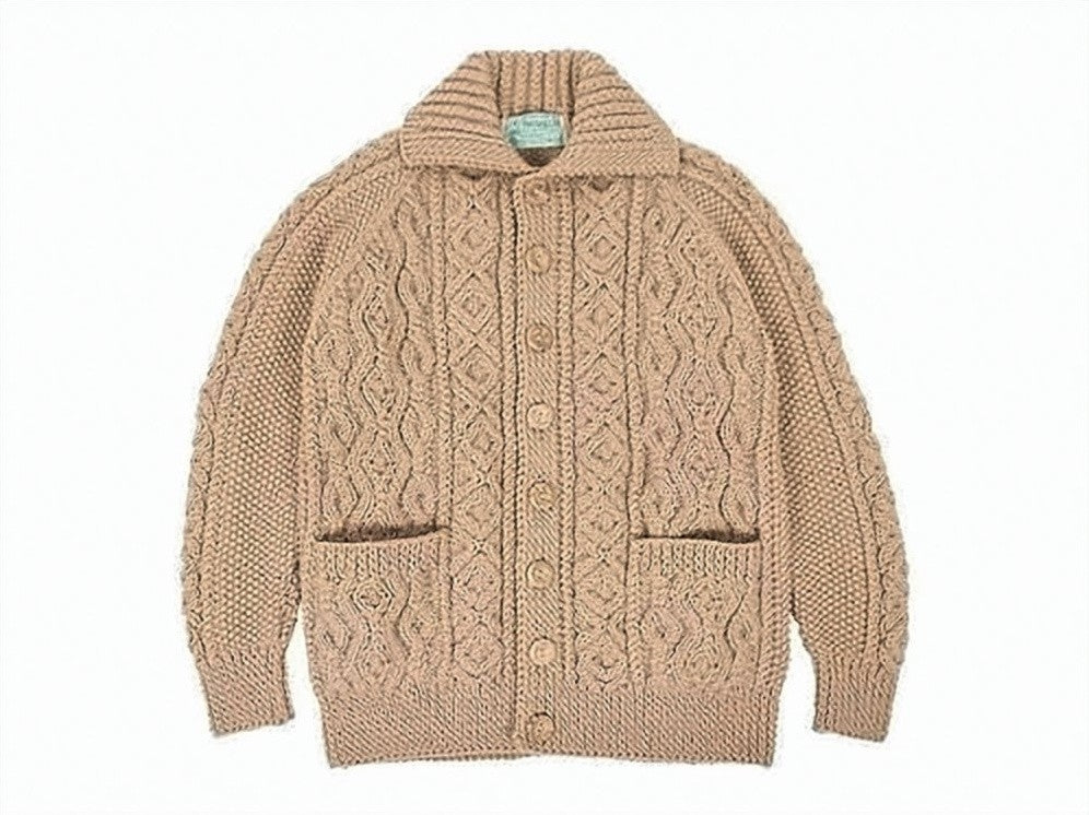 Inverallan Intricate Cable Knit Cardigan With High Collar And Wooden Buttons