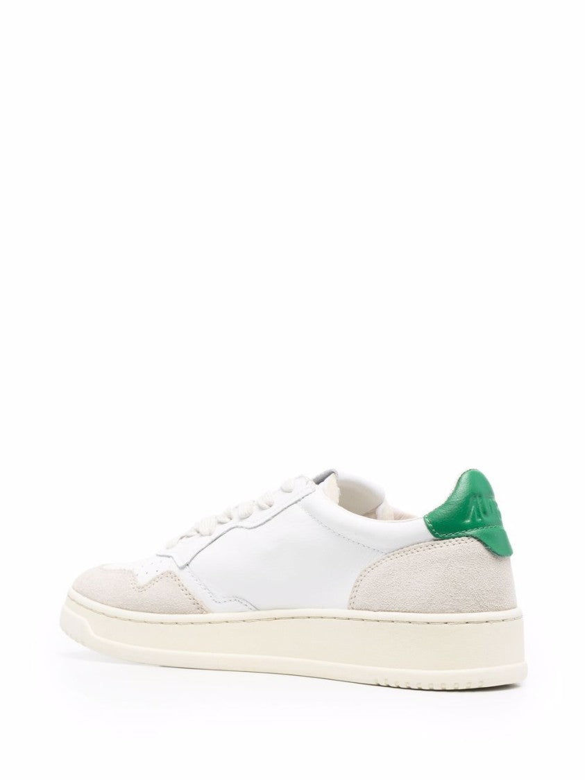 Autry Low-Top Sneakers With Mixed Textures And Contrast Heel Tab